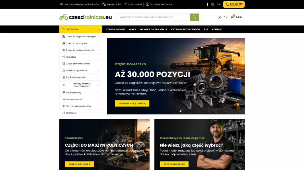 Zrzut ekranu strony Części do maszyn rolniczych - czescirolnicze.eu